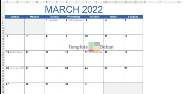 Monthly Calendar With Holidays